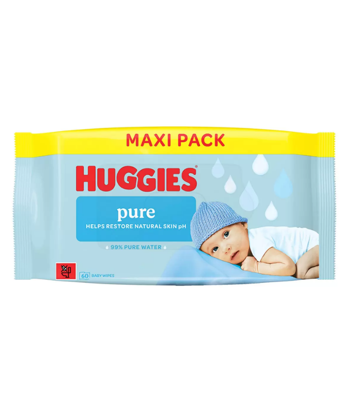 Huggies 99% Pure Water Baby Wipes 60pcs Maxi Pack | Gentle as a Mother’s Touch