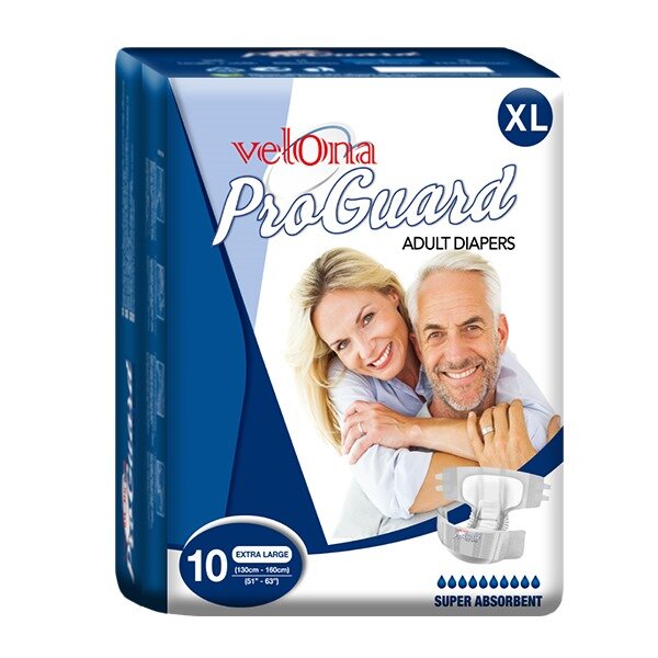 Velona Pro Guard Adult Diapers XL 10 Pcs | 32" - 54" | Unmatched Security and Comfort for Every Hour