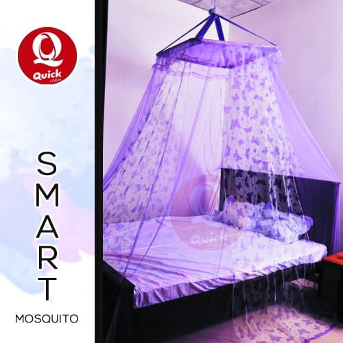 Quick Mosquito Net Purple Design 6x4 to 12x12 - Free Delivery - Fortune Store