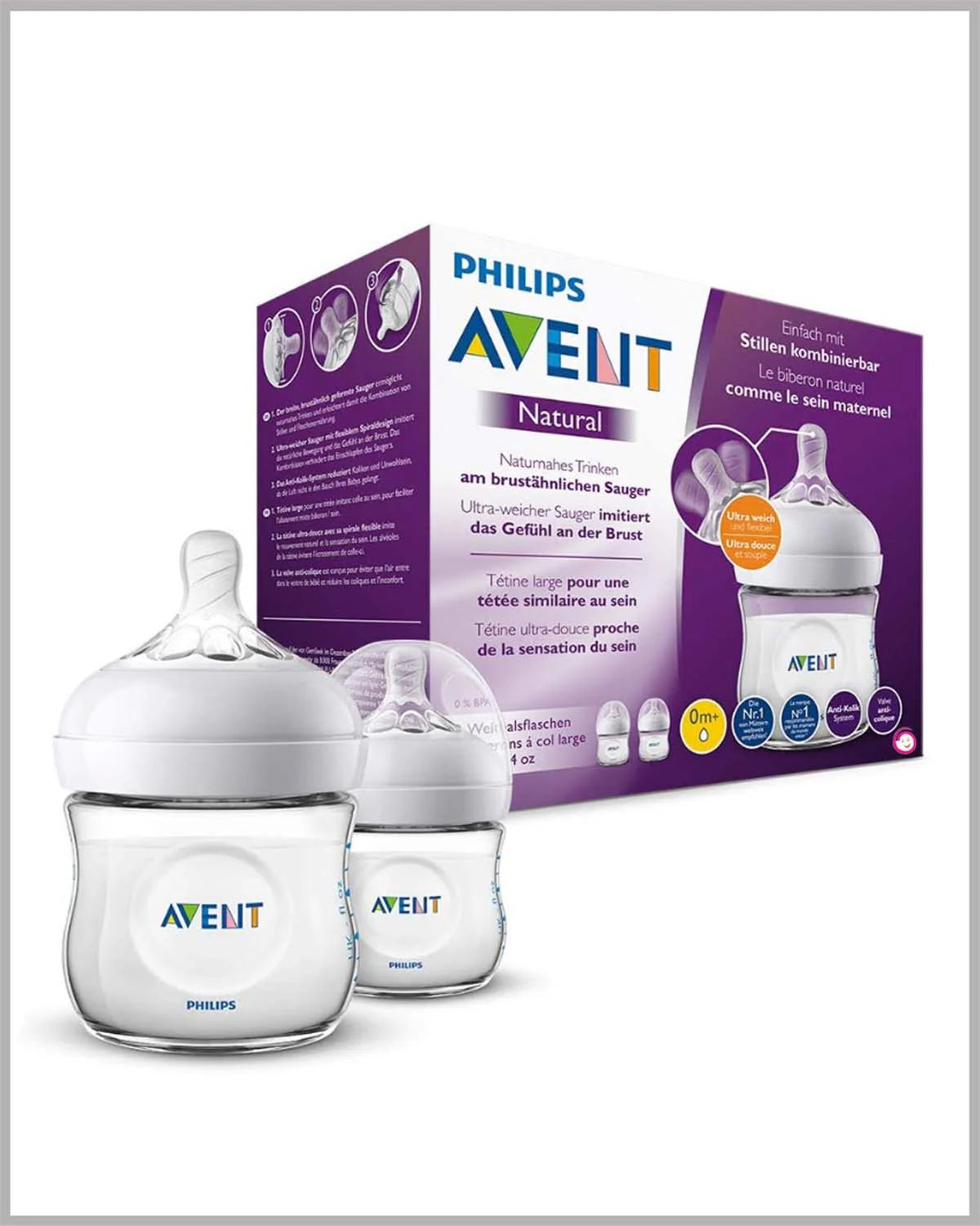 PHILIPS AVENT Natural Bottle 125ml Twin Pack – Perfect for Newborns