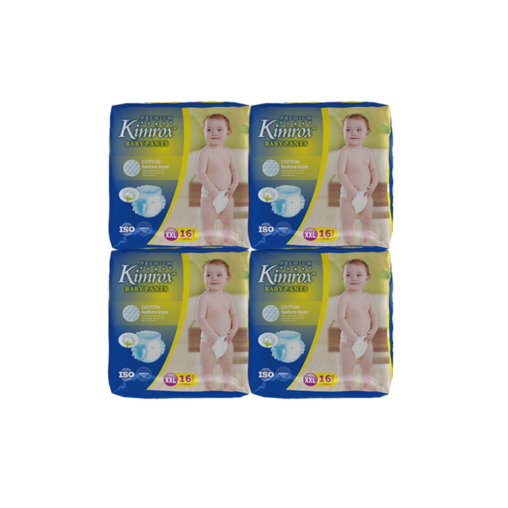 Kimrox Baby Pants XXL 16 | 48 | 64 Pcs Over 17kg+ | Free Delivery | Superior leak protection and ultimate freedom for your growing toddler. - Fortune Store