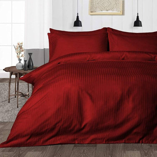 Egyptian Cotton Striped Bed Sheet & 2 Pillow Covers 230cmx230cm (90inch x 90inch)  - FREE DELIVERY