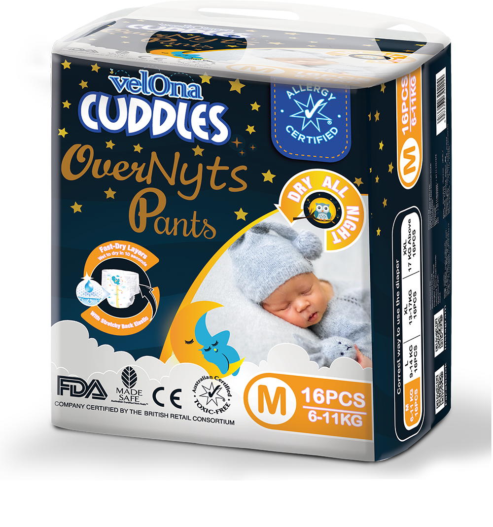 Velona Cuddles Looney Tunes OverNyts Pant Medium 16Pcs 6-10kg | The ultimate overnight pull-up for wiggle-free sleep and maximum protection - Fortune Store