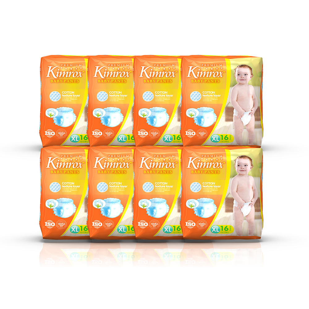 Kimrox Baby Pants XL 16 | 48 | 64 | 128 Pcs 13kg – 17kg | Free Delivey | Reliable protection and freedom of movement for your growing explorer. - Fortune Store
