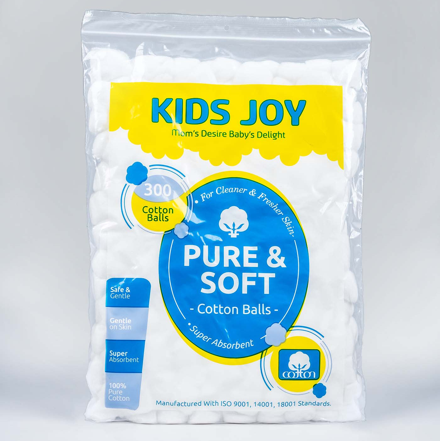 Kids Joy 100% Pure Cotton Balls Zip Pack (50 / 100 / 300 pcs) – Soft, Safe & Gentle for Baby Care