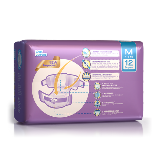 Baby Cheramy Baby Diapers Medium 4–8Kg 12pcs - Fortune Store