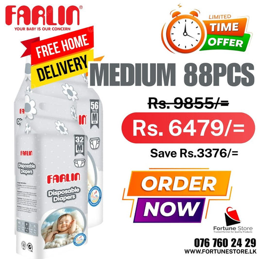 Farlin Baby Diapers Medium 80pcs | 88pcs (5-10kg) |Ultimate Comfort & Leak Protection | Free Delivery