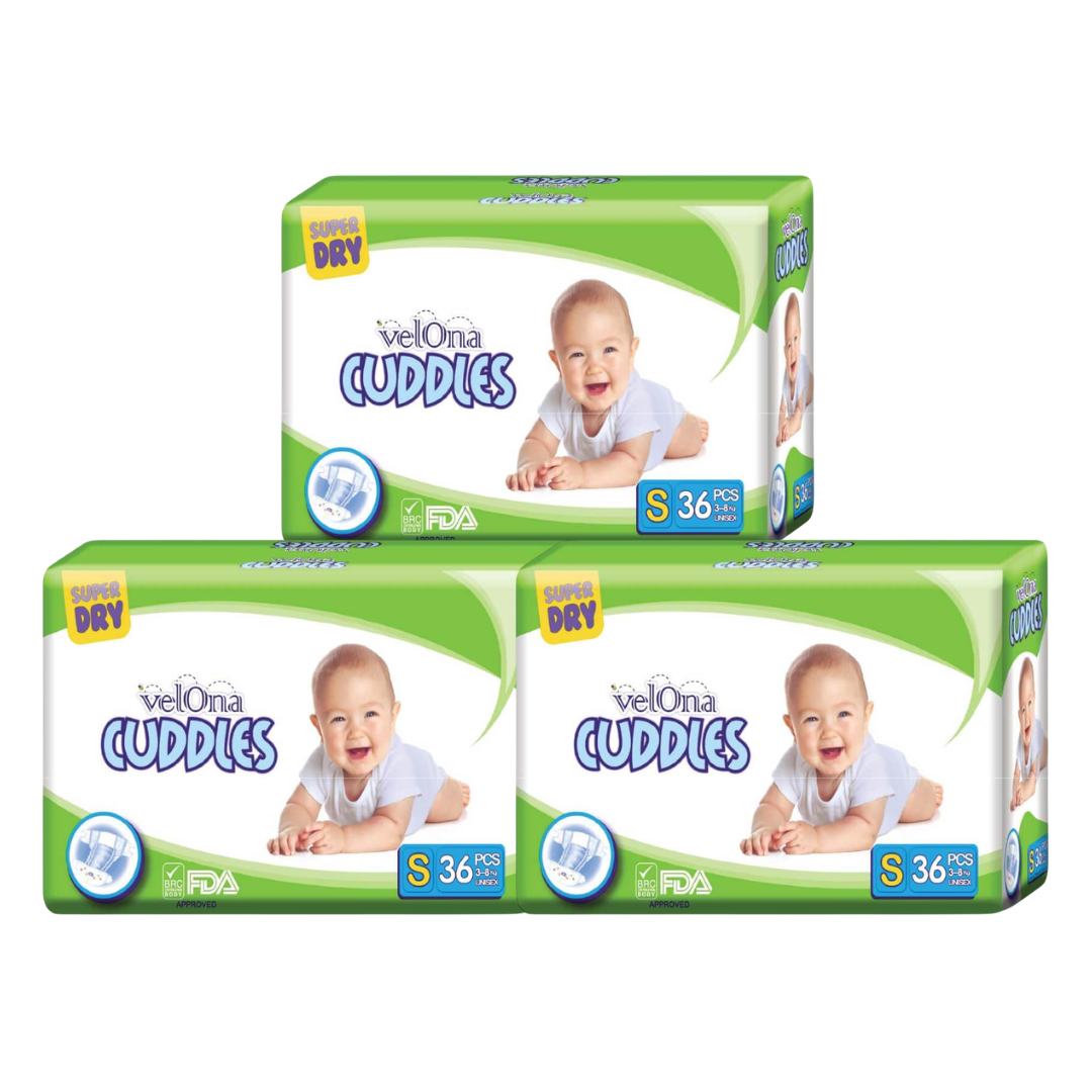 Velona Cuddles Small Diaper 36 / 72 / 108 / 144Pcs | 3-8kg - Fortune Store