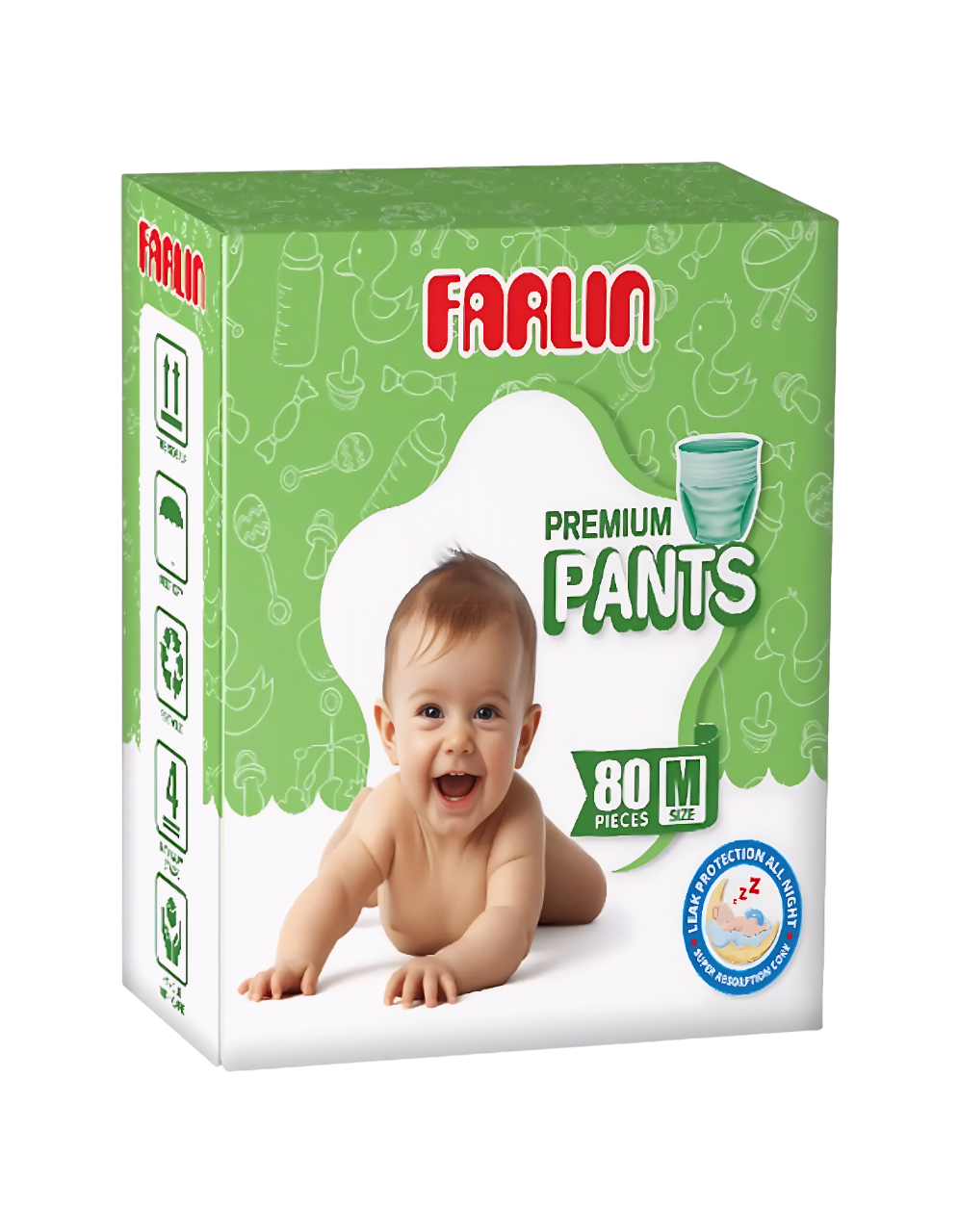 Farlin Baby Pants Medium 80pcs 5-10kg – | Ultra-Soft & Absorbent | Free Delivery - Fortune Store