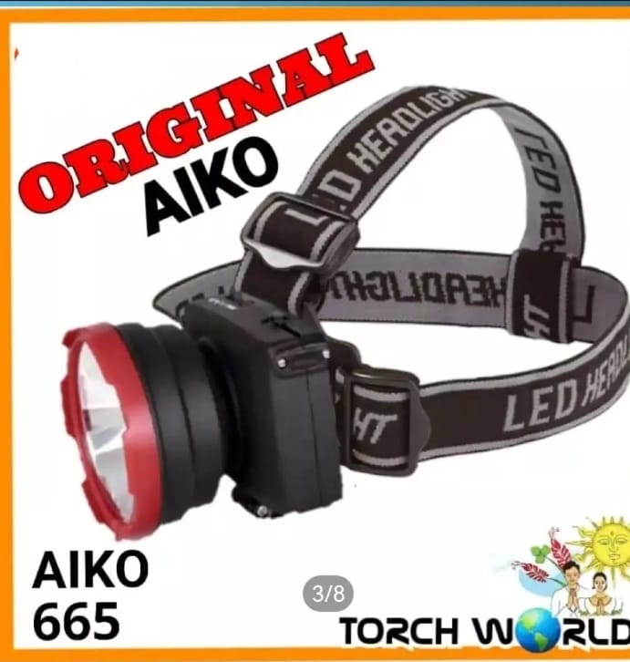 Head Torch Rechargeable & Flashlight Aiko 665 + [ FREE 1AA CELL TORCH ]