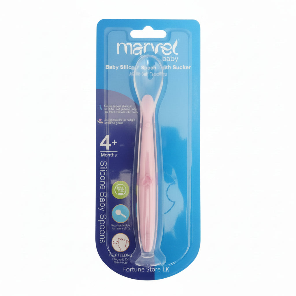 Marvel Baby BPA-Free Silicone Spoon with Sucker 4m+ | Hygienic Stand-Up Training Spoon