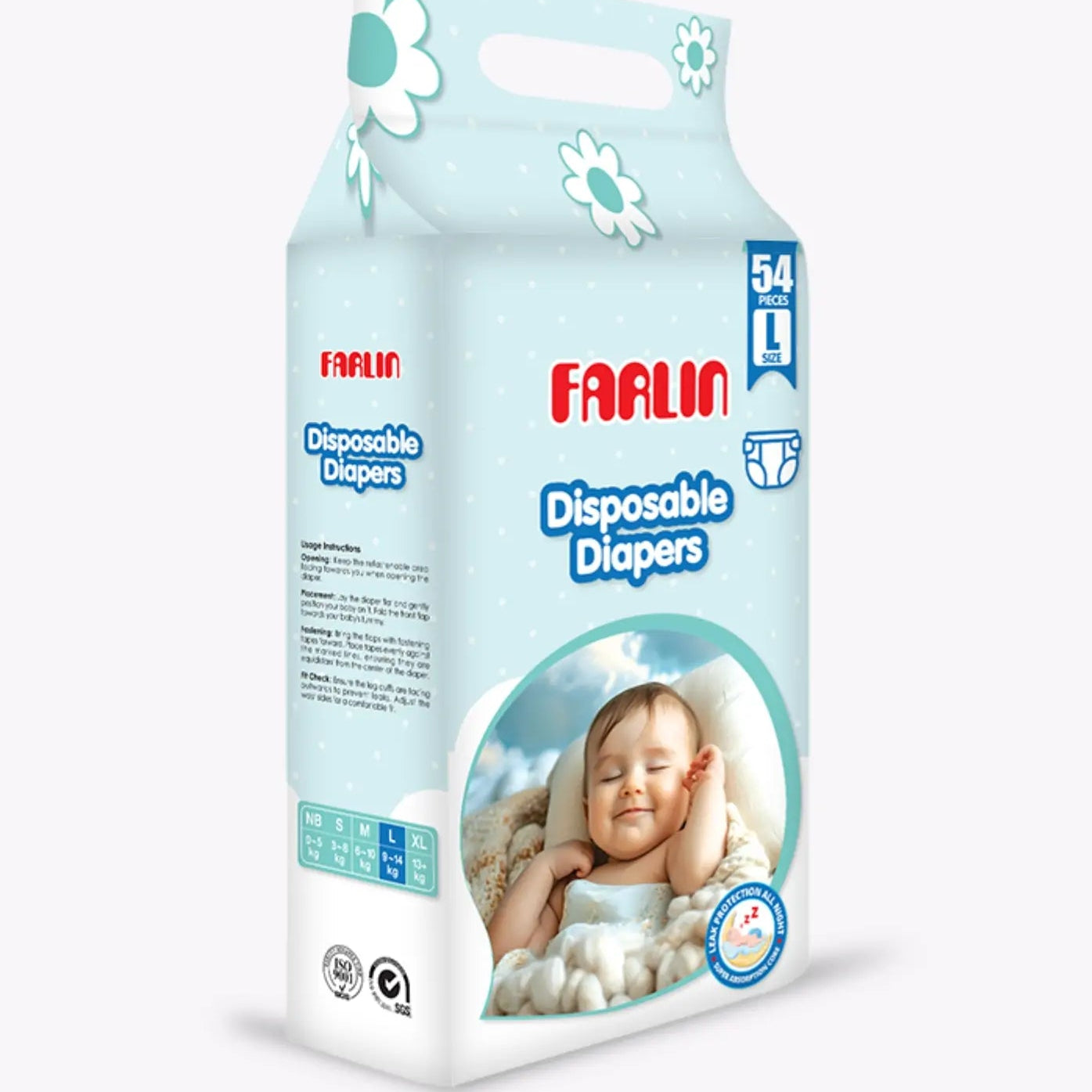 Farlin Baby Diapers Large (54pcs | 9-14kg) | Ultra-Soft, Super Absorbent & Leak-Proof | FREE Delivery - Fortune Store