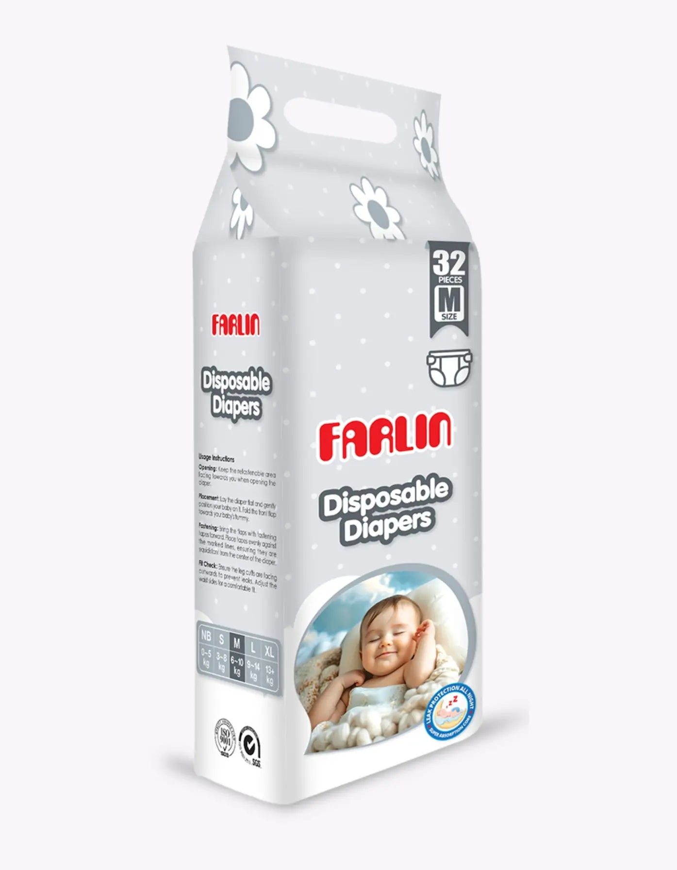 Farlin Diapers Medium (32pcs | 5-10kg) | Ultra-Soft, Leak-Proof & Super Absorbent | FREE Delivery