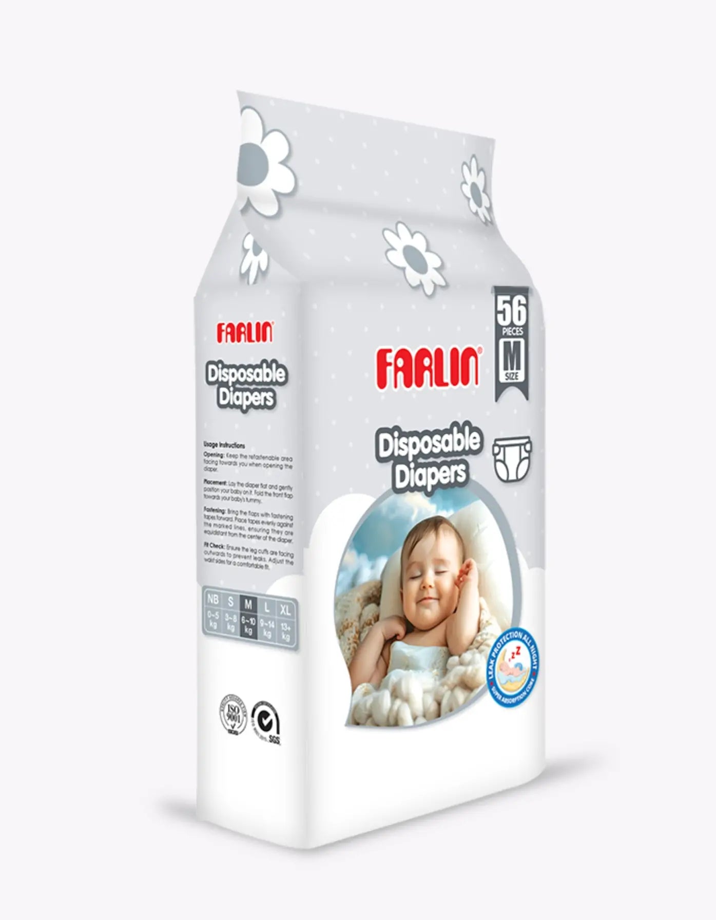 Farlin Baby Diapers Medium (56pcs | 5-10kg) | Ultra-Soft, Super Absorbent & Leak-Proof | FREE Delivery
