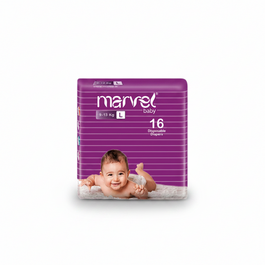 Marvel Large Baby Diapers - 16 | 32 pcs | Ideal Comfort & Protection for Babies - Fortune Store
