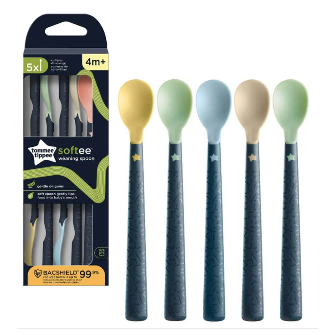 Tommee Tippee Softee Weaning Spoons 5Pcs | 2Pcs 4m+ – Gentle and Safe for Baby’s First Foods!