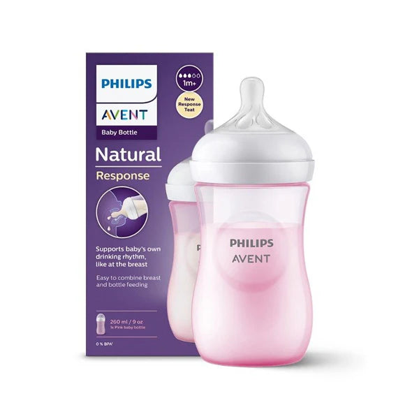 PHILIPS AVENT Natural Bottle 260ml Pink – Stylish and Comfortable Feeding Solution for Your Baby - Fortune Store