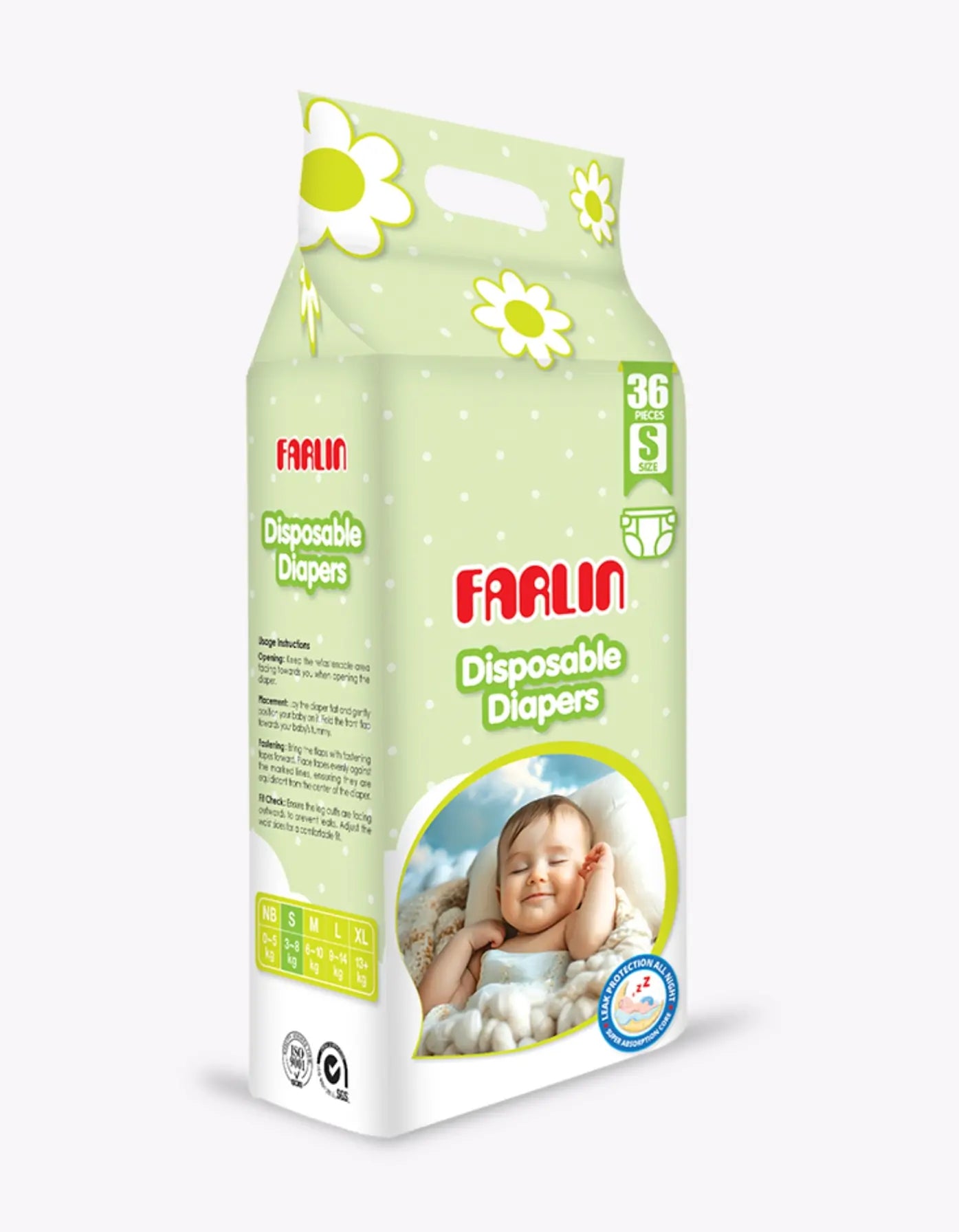 Farlin Baby Diapers Small (36pcs | 3-6kg) | Ultra-Soft, Super Absorbent & Leak-Proof | FREE Delivery