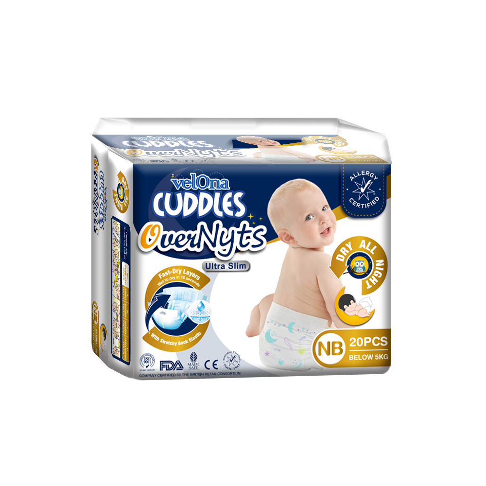 Velona Cuddles Looney Tunes OverNyts Diaper Newborn 20 Pcs Below 5kg | Gentle overnight care and superior dryness for your newborn’s first dreams - Fortune Store