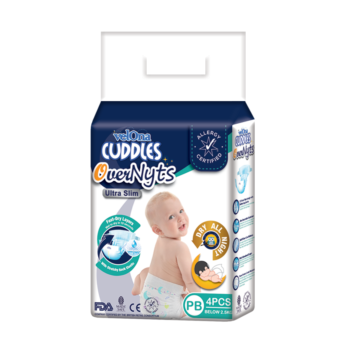 Velona Cuddles Looney Tunes Pre Born Diapers Below 2.5 kg, 4 Pack - Fortune Store