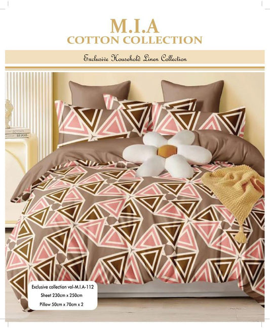 MIA Cotton Flat Bedsheet & 2 Pillow Covers 250cmx230cm (100inch x 90inch) - FREE DELIVERY