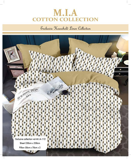 MIA Cotton Flat Bedsheet & 2 Pillow Covers 250cmx230cm (100inch x 90inch) - FREE DELIVERY
