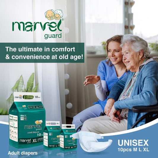 Marvel Guard Unisex Adult Diapers XL Size (50-65 inch Waist) 10pcs | Comfortable & Reliable Protection - Fortune Store