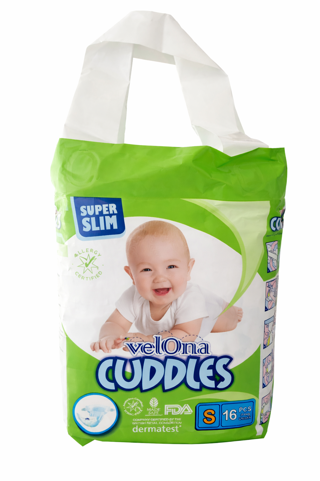 Velona Cuddles Super Slim Small Diaper 16 Pcs 3-8kg | Ultra-thin protection for your baby’s active days and peaceful nights - Fortune Store