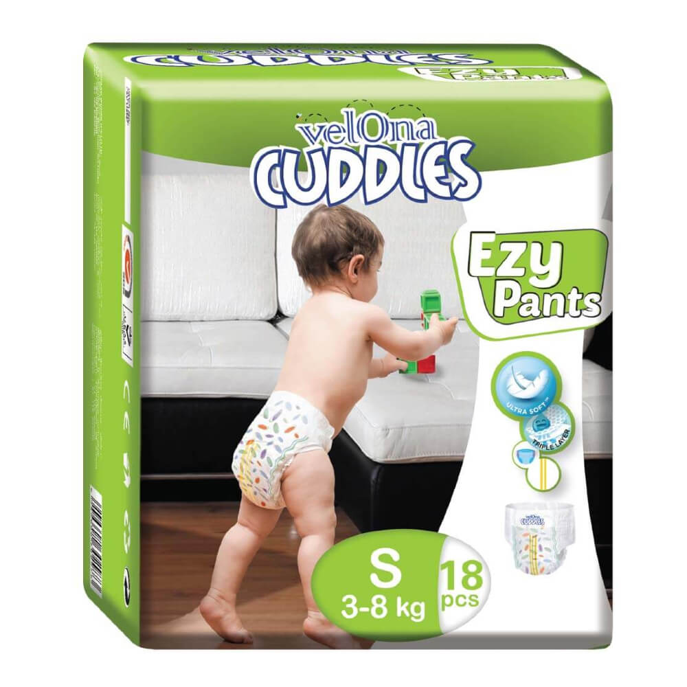 Velona Cuddles Ezy Pants Small 18 Pcs | 3-8kg | The easiest way to diaper your active little explorer - Fortune Store