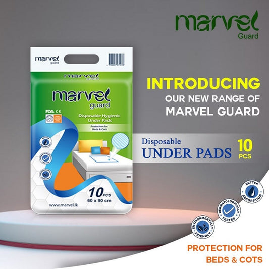 Marvel Disposable Hygienic Under Pads 60x90cm – 10pcs | Maximum Protection for Comfort & Cleanliness - Fortune Store