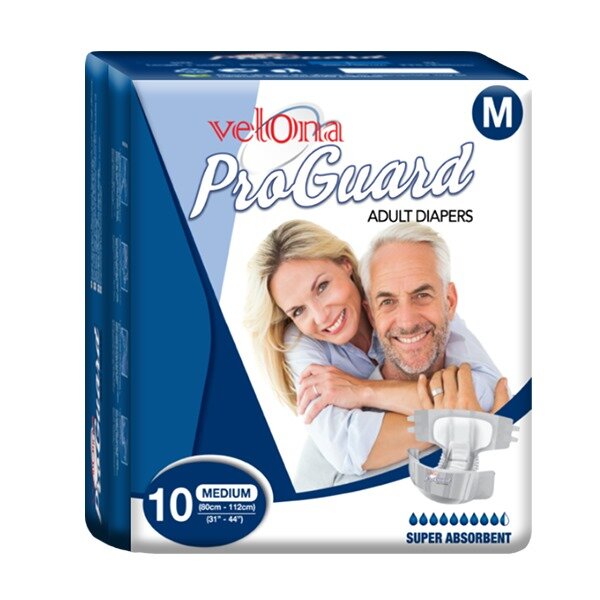 Velona Pro Guard Adult Diapers Medium 10 Pcs | 26" - 47" | Dignity Through Better Protection, Comfort Without Compromise