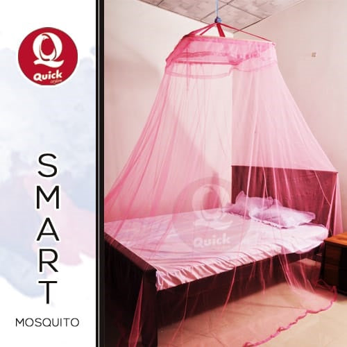 Quick Mosquito Net Plain Pink 6x4 to 12x12 - Free Delivery