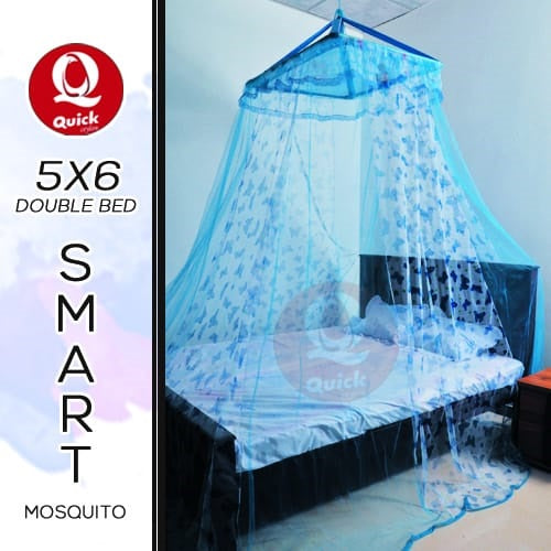 Quick Mosquito Net Blue Design 6x4 to 12x12 - Free Delivery - Fortune Store