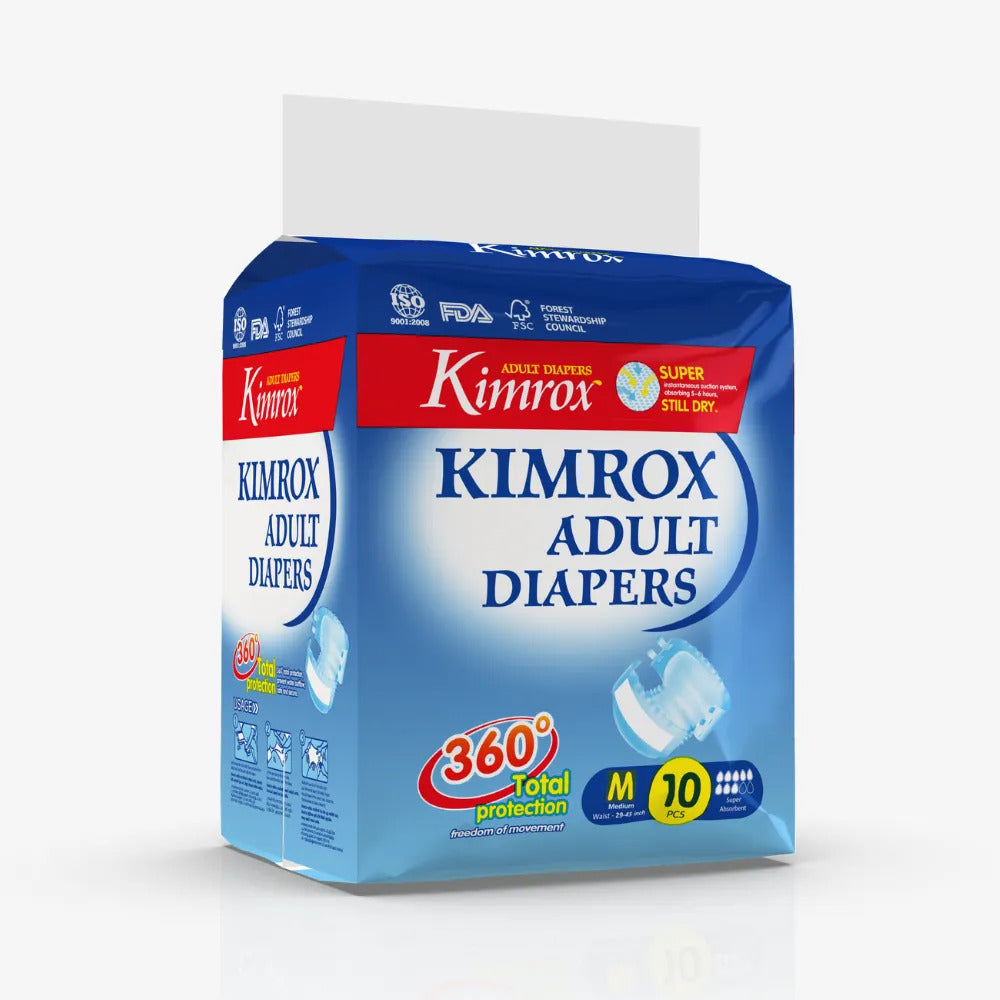 Kimrox Adult Diapers Medium 10 Pcs Waist 29" - 45" - Reliable protection and superior comfort for your active lifestyle. - Fortune Store