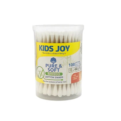 Kids Joy Pure & Soft Bamboo Stem Cotton Buds – 100 Sticks | Eco-Friendly, Gentle & Safe for Baby Care