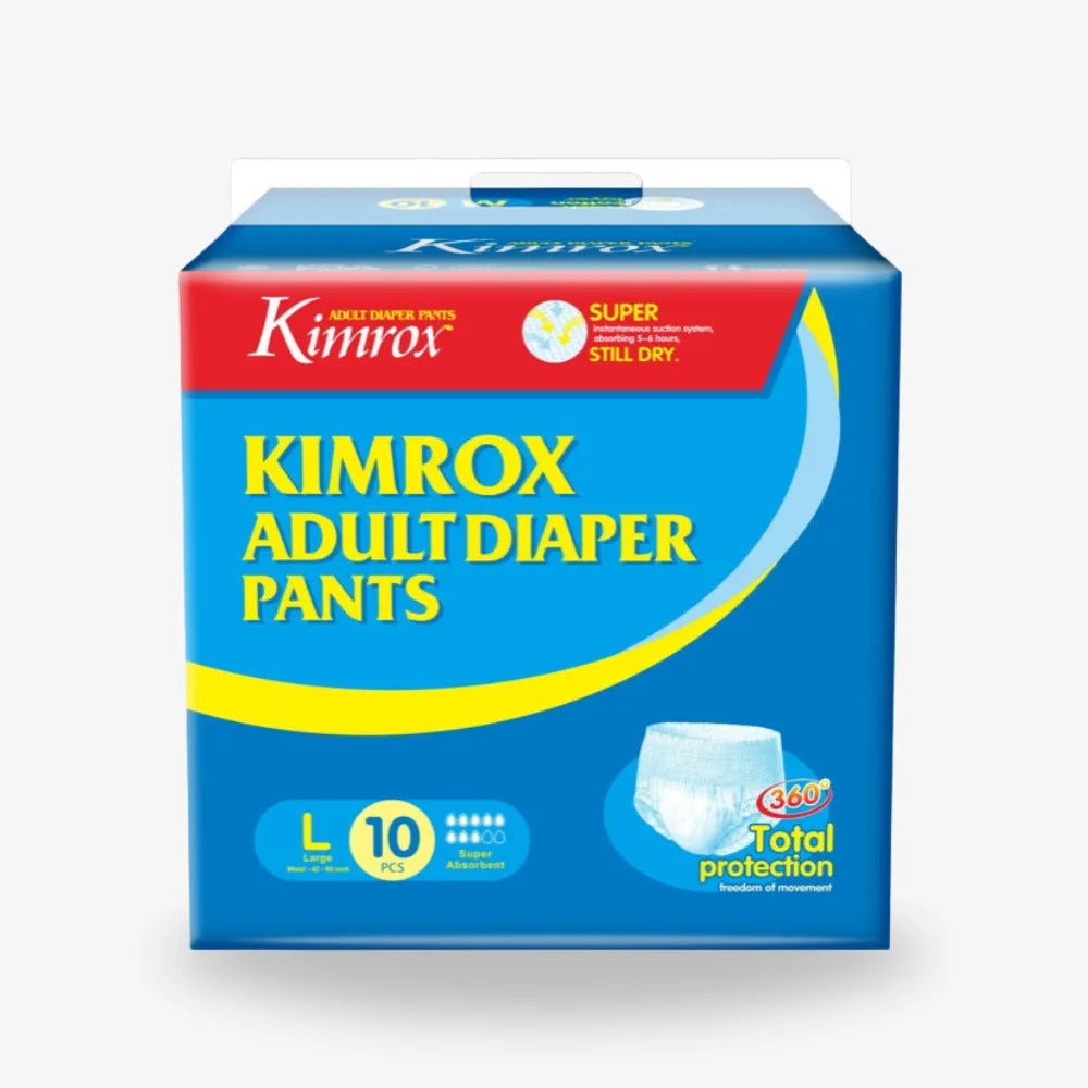 Kimrox Adult Diaper Pants Large 10 Pcs Waist 42" - 60" | Maximum independence and heavy-duty protection for a confident lifestyle. - Fortune Store