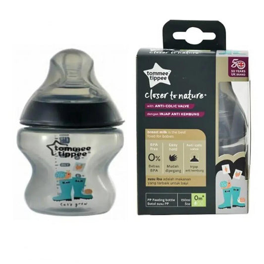 Tommee Tippee Black Tinted Bottle 150ml/5oz - Sleek and Convenient for Your Newborn - Fortune Store