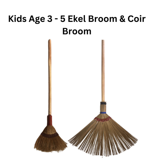 Kids (Age 3 – 5) Coconut Ekel Broom & Coir Broom Set – Made in Sri Lanka