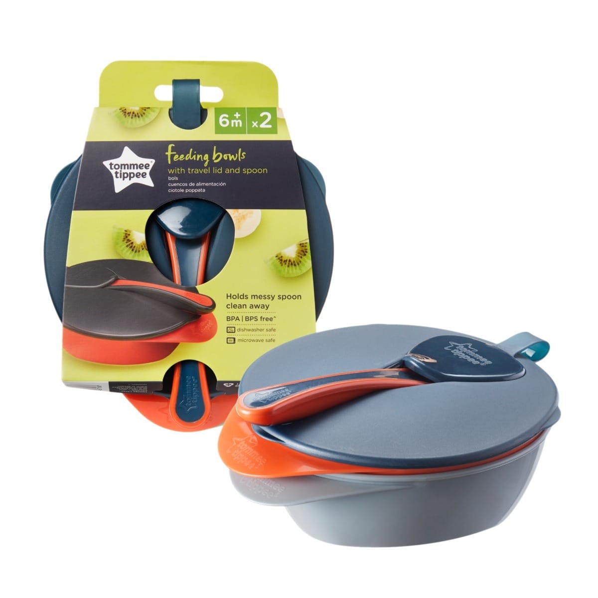 Tommee Tippee Easi Scoop Feeding Bowls with Lid and Spoon - 2pcs - Fortune Store