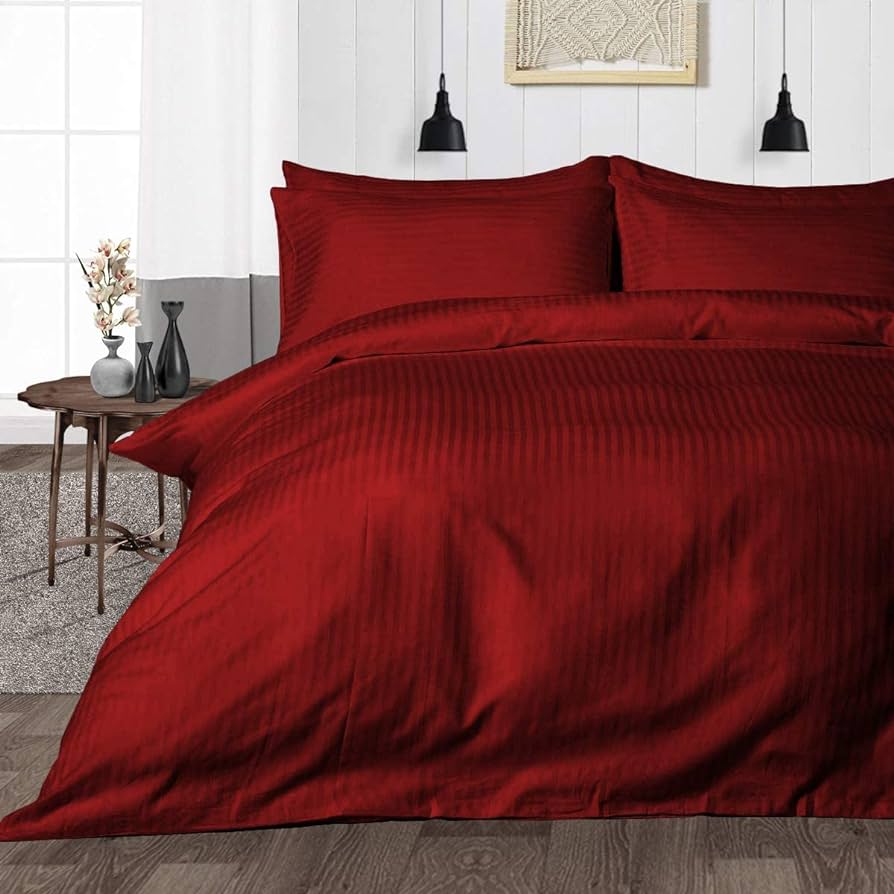 Egyptian Cotton Striped Bed Sheet & 2 Pillow Covers 230cmx230cm (90inch x 90inch)  - FREE DELIVERY - Fortune Store