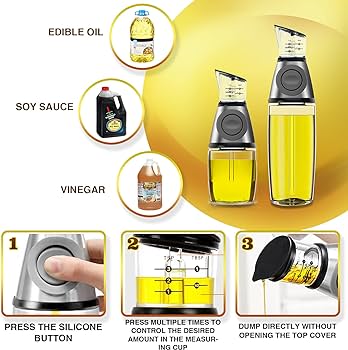 Press and Measure Oil and Vinegar Dispenser – 500 ML - FREE DELIVERY - Fortune Store