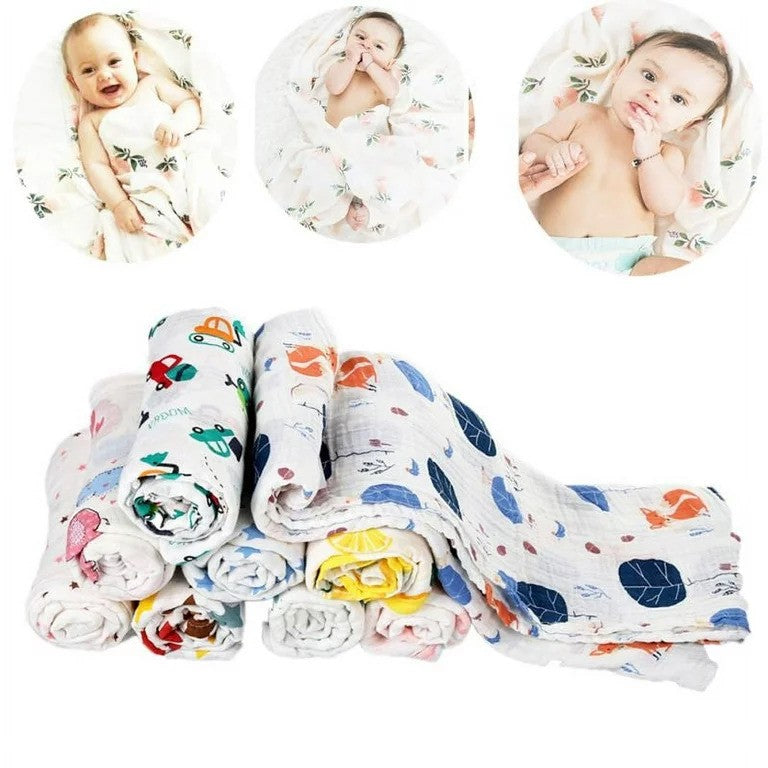 100% Cotton Baby 4-Layer Swaddle Muslin Blanket | 70cm x 90cm | Free Delivery - Fortune Store