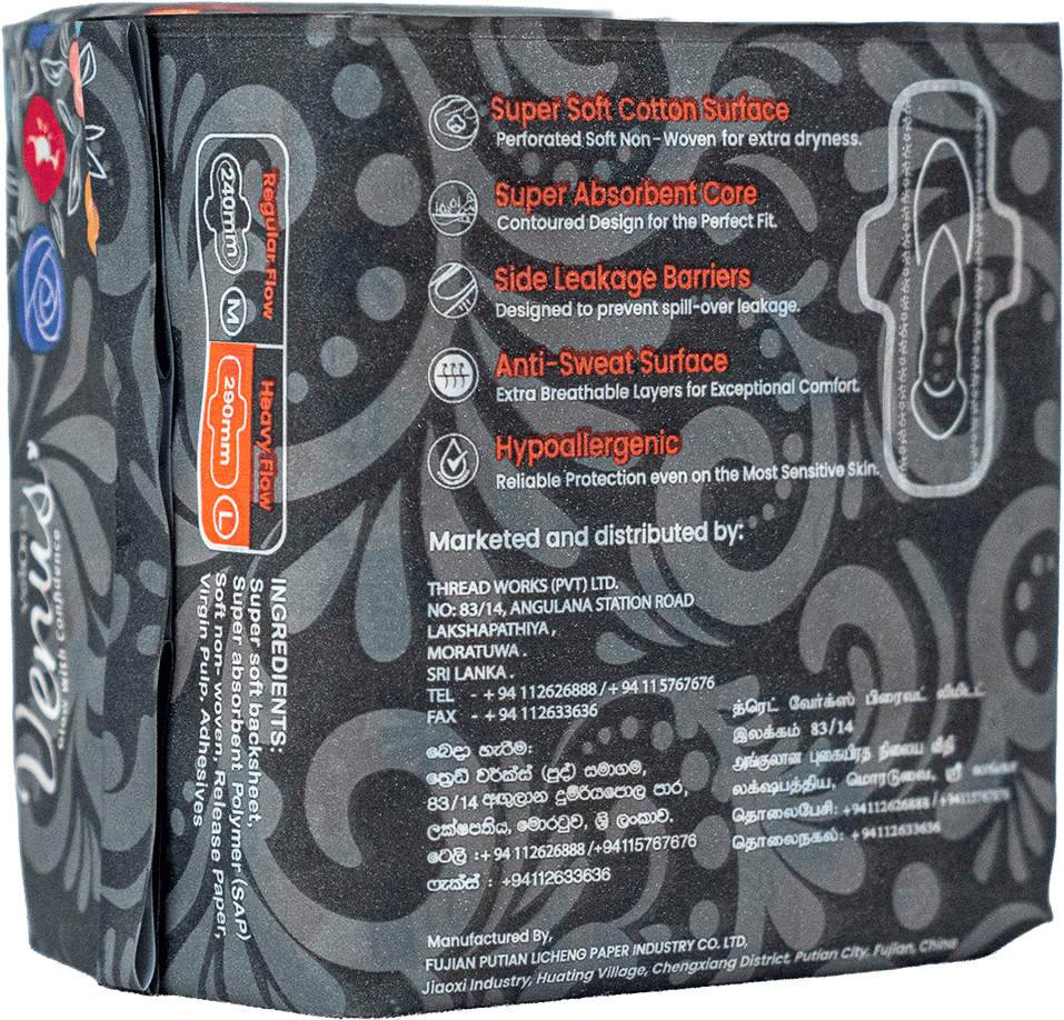 Velona Venus Sanitary Napkins Heavy Flow Wings 8pcs (290mm) | Maximum Protection for Heavy Days - Fortune Store