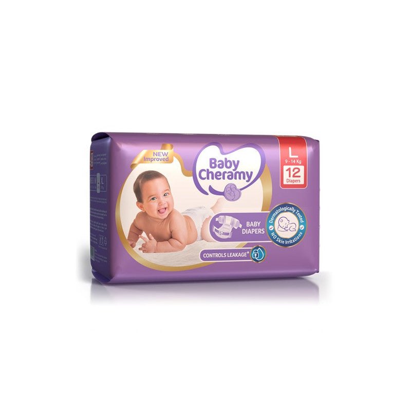 Baby Cheramy Diaper Large 12pcs 9–14Kg | Soft Comfort & Reliable Protection for Growing Babies - Fortune Store