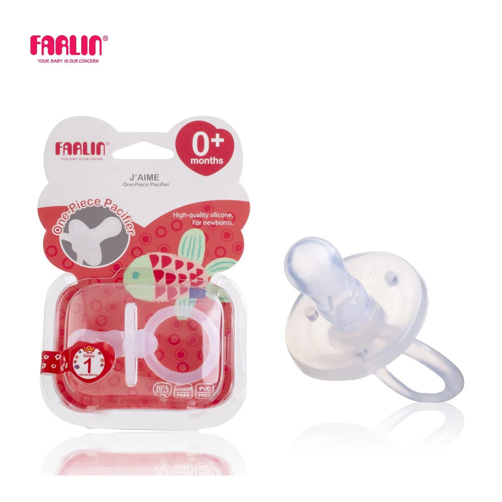 Farlin Chu Chu Pacifier 0m+ | One Piece Solid Silicone | Designed for Comfort, Shaped for Natural Development - Fortune Store