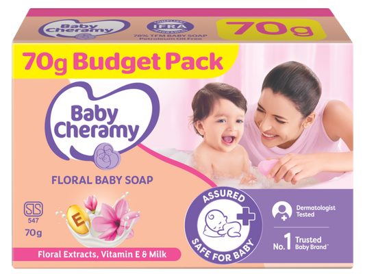 Baby Cheramy Soap 5-in-1 Value Pack – 70g x 5 Pcs | Floral Extracts, Vitamin E & Milk - Fortune Store