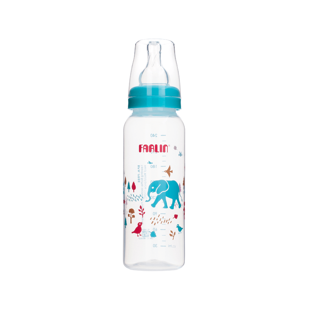 Farlin PP Standard Neck Feeding Bottle 240ml 3m+ Blue - Safe & Easy Feeding for Growing Babies