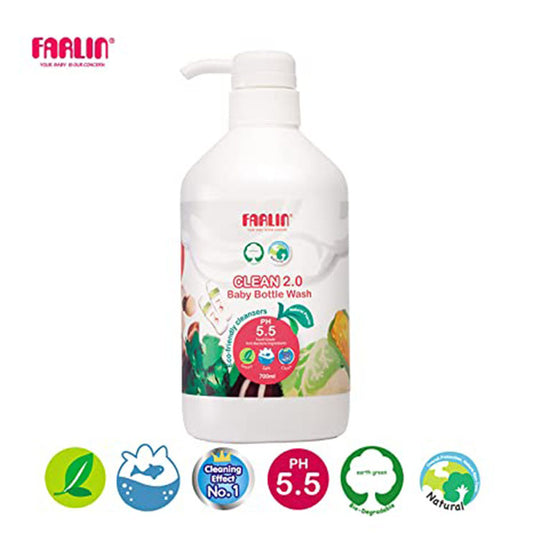 Farlin CLEAN 2.0 Baby Bottle Wash (700ml) - Safe & Effective Cleaning for Baby Bottles