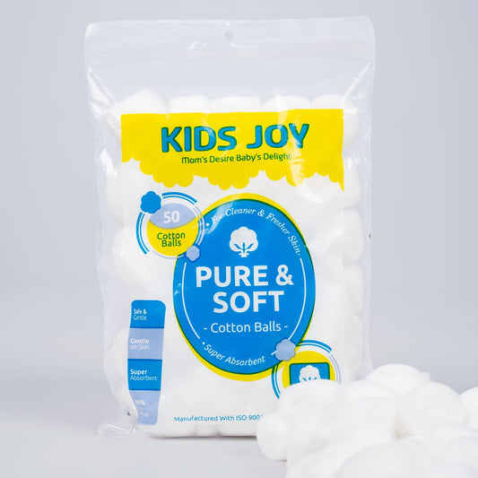 Kids Joy 100% Pure Cotton Balls Zip Pack (50 / 100 / 300 pcs) – Soft, Safe & Gentle for Baby Care