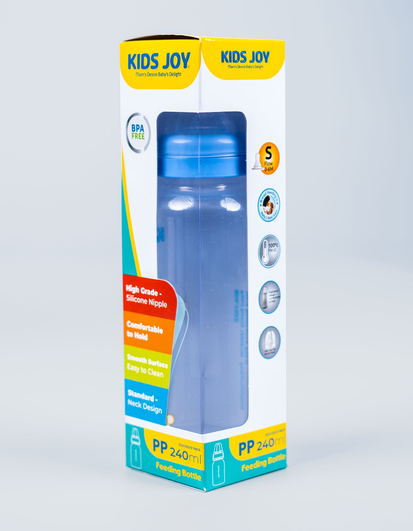 Kids Joy Plastic Feeding Bottle Standard Neck 240ml | Simple, safe, and reliable feeding for your growing baby - Fortune Store